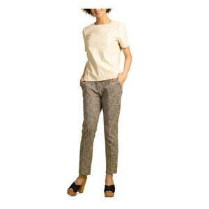TRINA TURK Womens White Zippered Pocketed Patterned Straight leg Pants 2